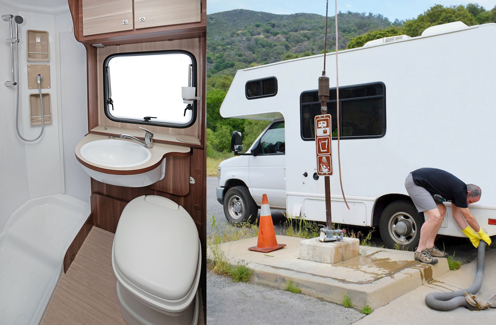 Portable RV/camper toilet and holding tank setup in Winter Park, Florida